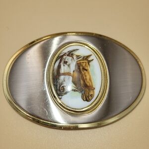 Vintage Horse Brooch with Gold and Silver Accents